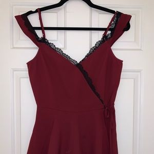 Maroon Lace Romper